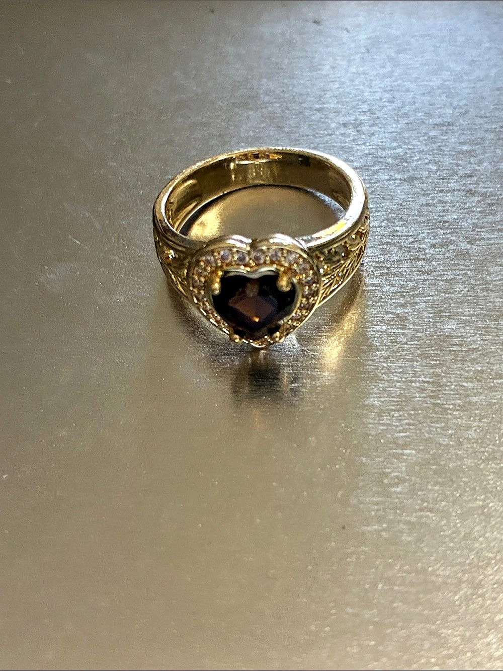 Heart-Shaped Stone Ring in Gold